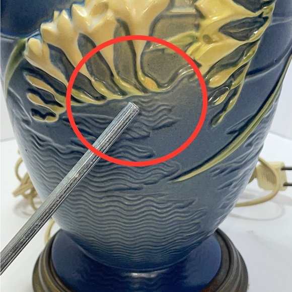 Roseville 1940 Blue Freesia Art Pottery Functional Vase-Lamp Rare Vintage MCM - Picture 7 of 13